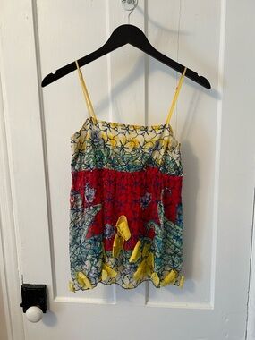 Taka Women’s Yellow & Red Printed Spaghetti Strap Floral Top